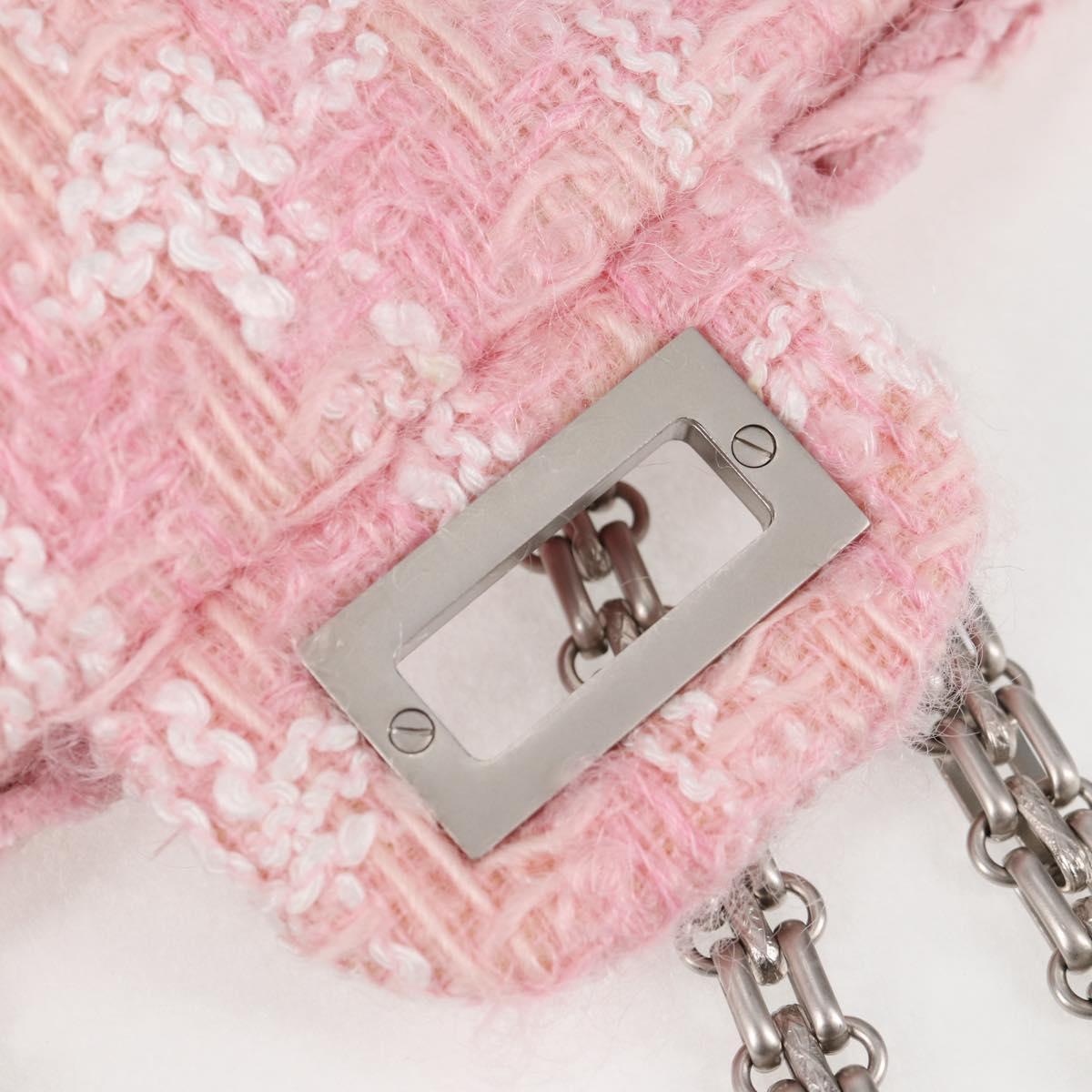 CHANEL Chain Matelasse 2.55 Shoulder Bag Tweed Pink CC Auth 121623AM