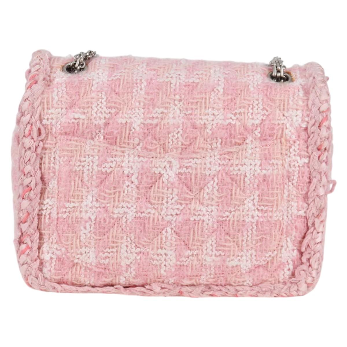 CHANEL Chain Matelasse 2.55 Shoulder Bag Tweed Pink CC Auth 121623AM