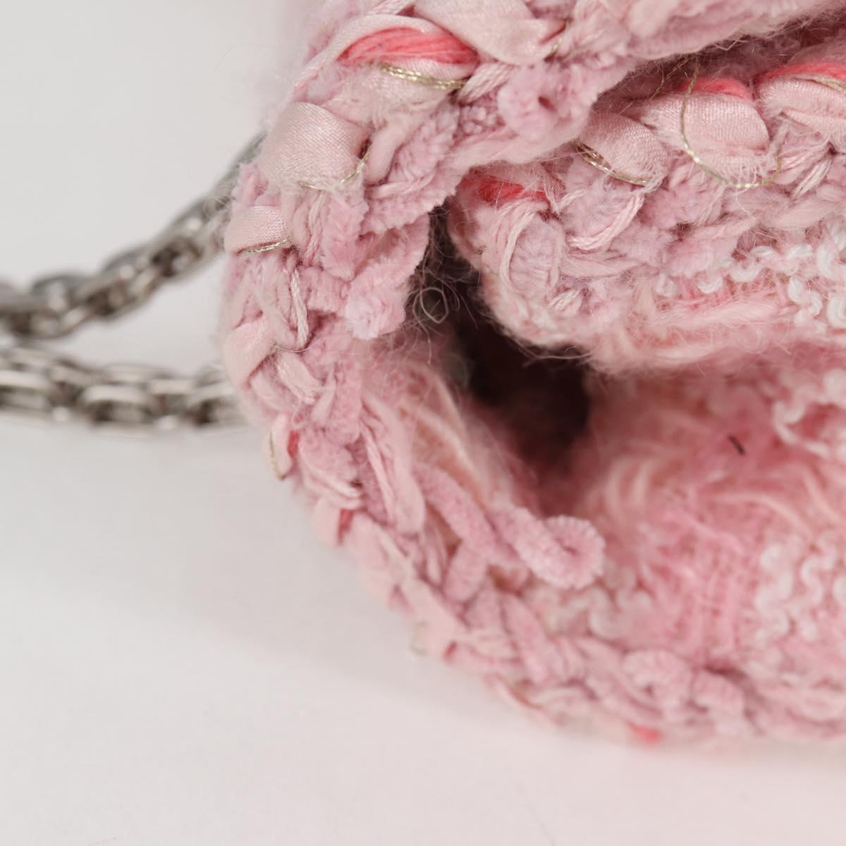 CHANEL Chain Matelasse 2.55 Shoulder Bag Tweed Pink CC Auth 121623AM