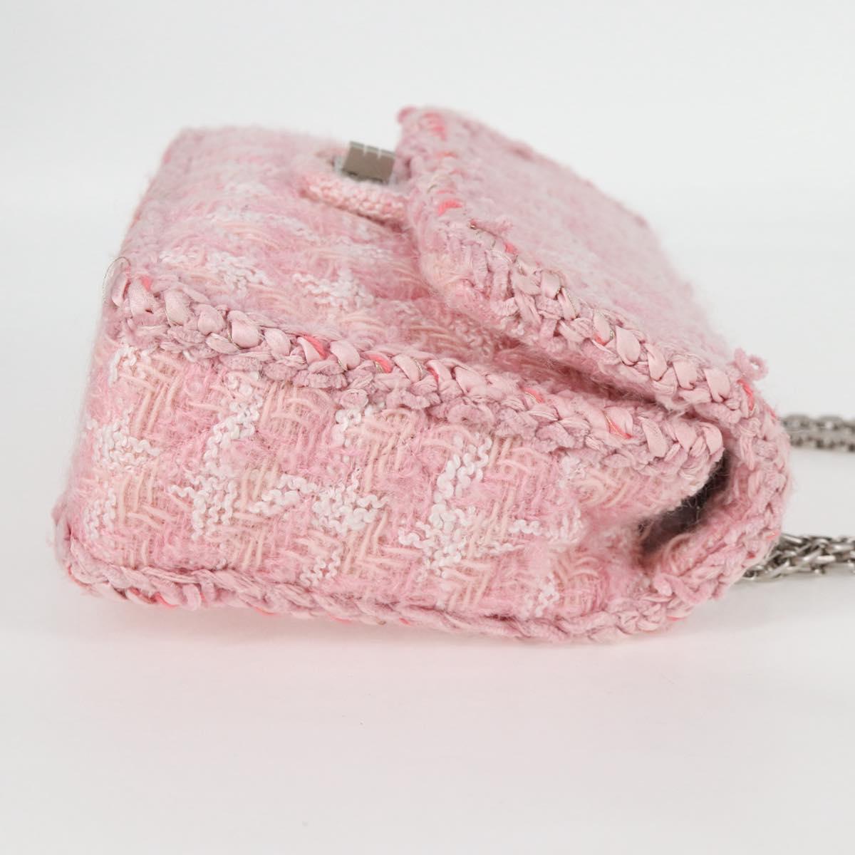 CHANEL Chain Matelasse 2.55 Shoulder Bag Tweed Pink CC Auth 121623AM