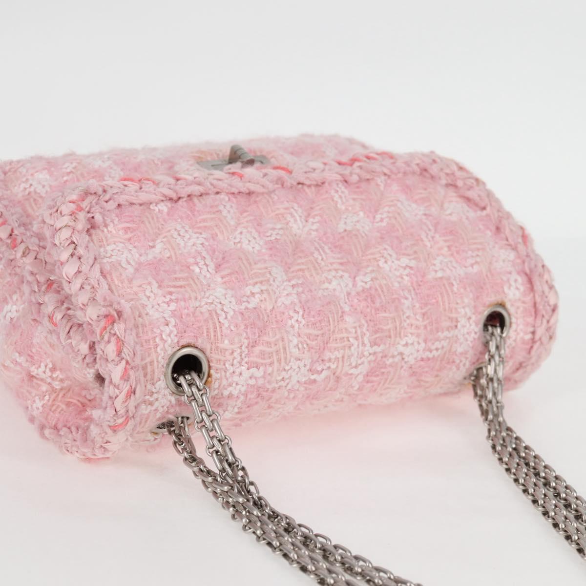 CHANEL Chain Matelasse 23 2.55 Shoulder Bag tweed Pink CC Auth 121623SM