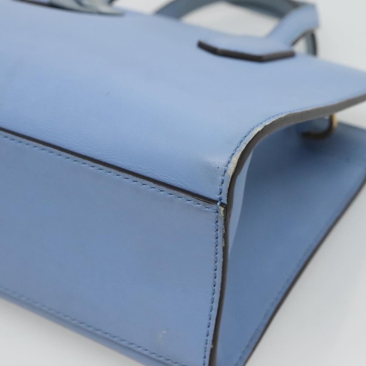 GUCCI Hand Bag Leather 2way Blue Gold 443089 Auth 121644