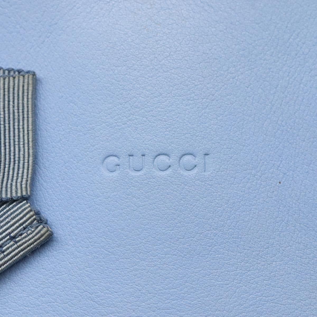 GUCCI Hand Bag Leather 2way Blue Gold 443089 Auth 121644