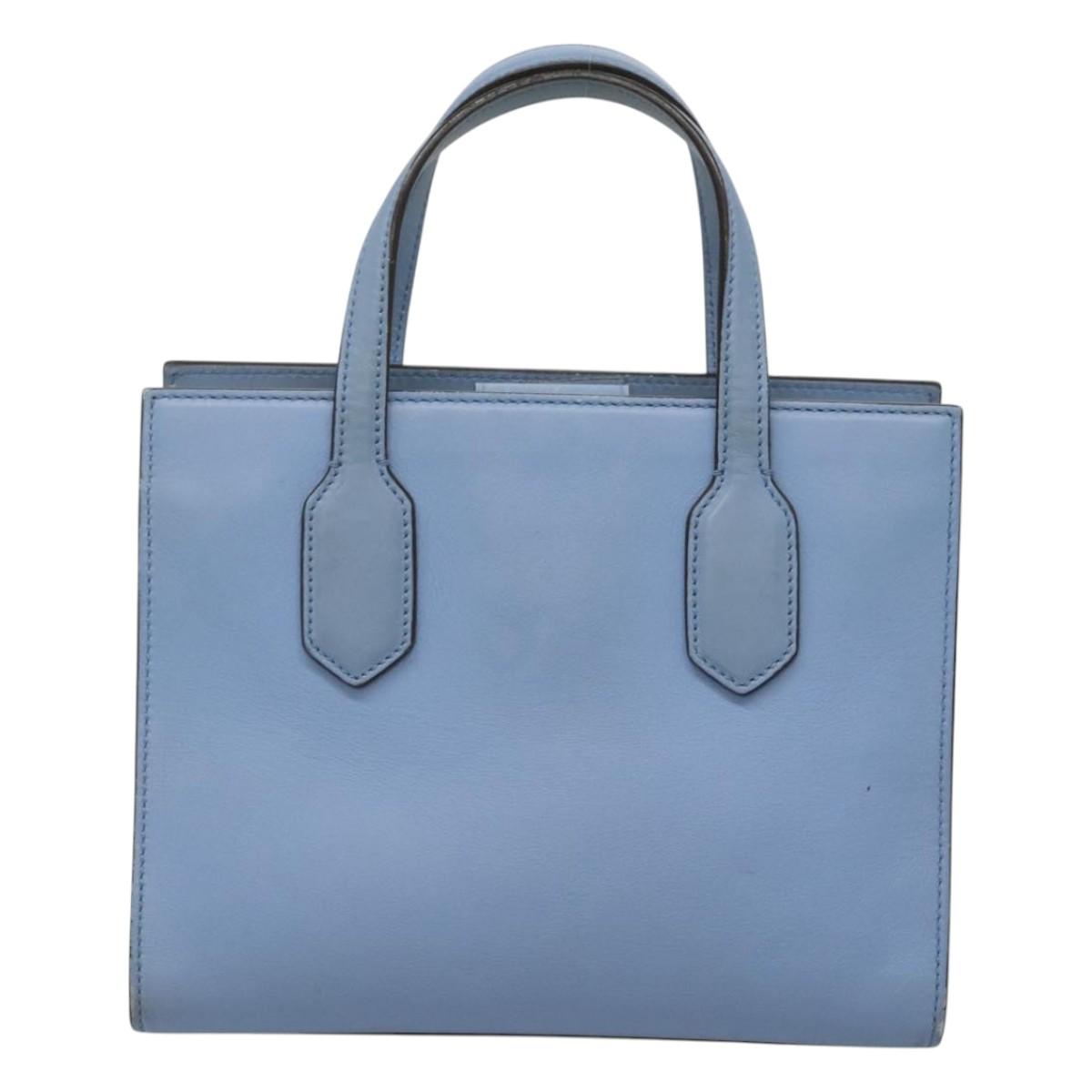 GUCCI Hand Bag Leather 2way Blue Gold 443089 Auth 121644