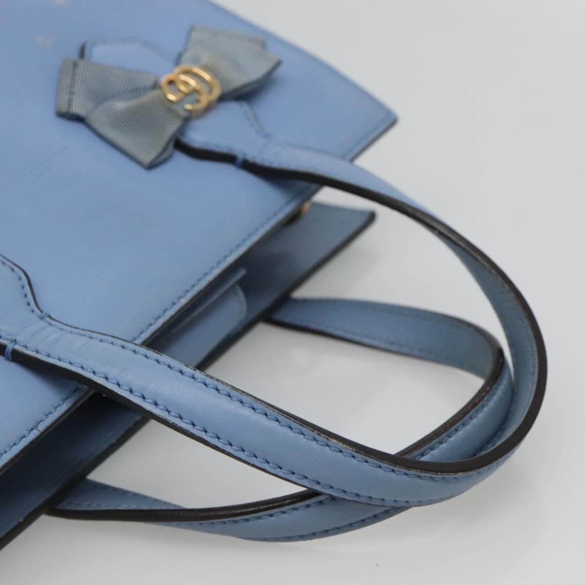 GUCCI Hand Bag Leather 2way Blue Gold 443089 Auth 121644