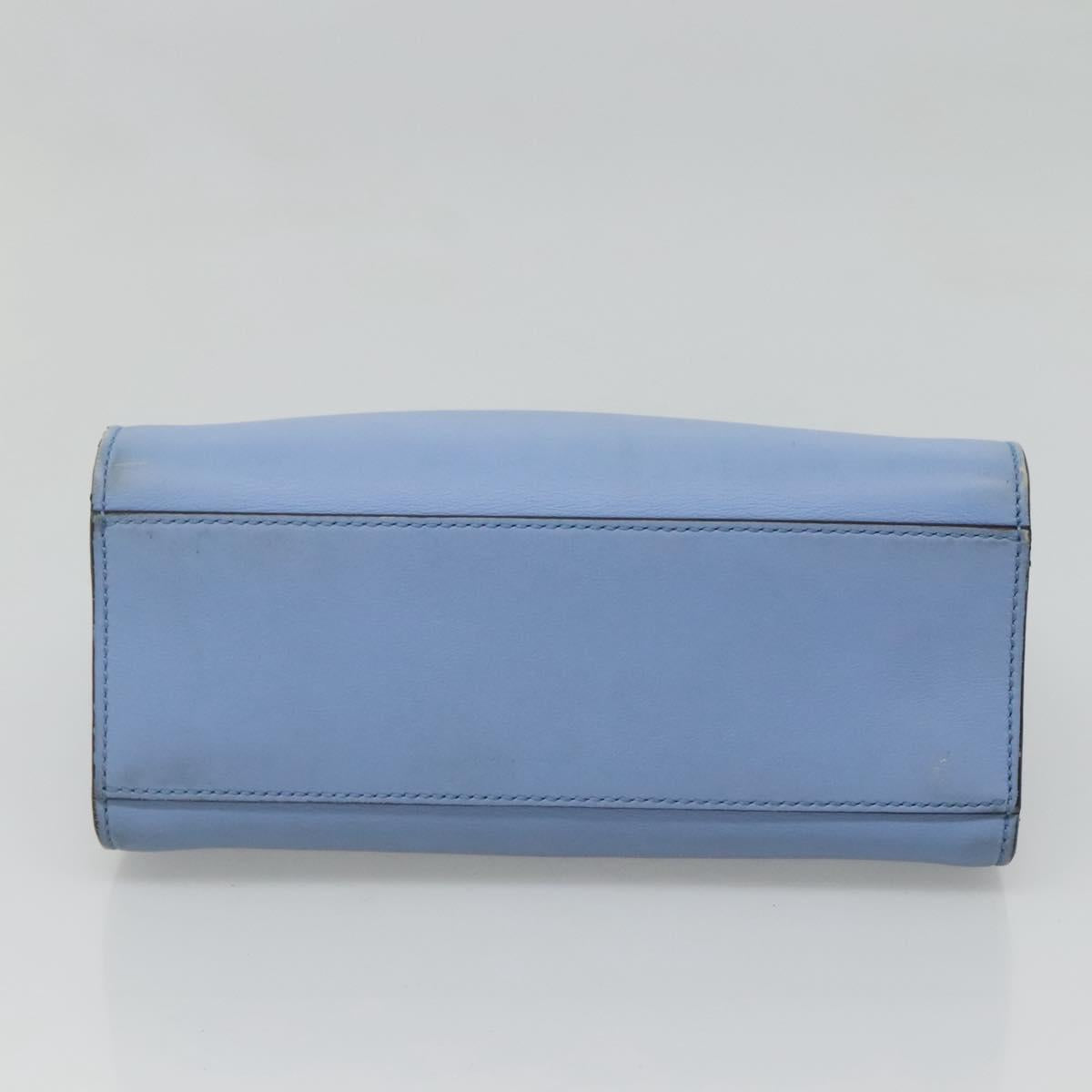 GUCCI Hand Bag Leather 2way Blue Gold 443089 Auth 121644