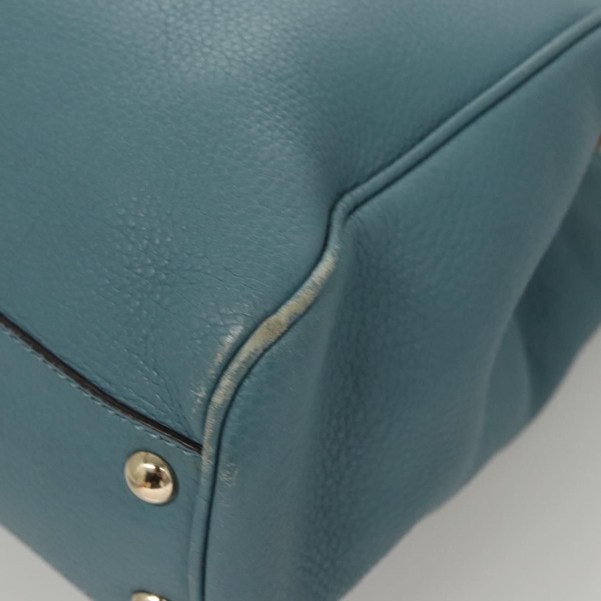 GUCCI Bamboo Hand Bag Leather 2way Blue Silver 336032 Auth 121645