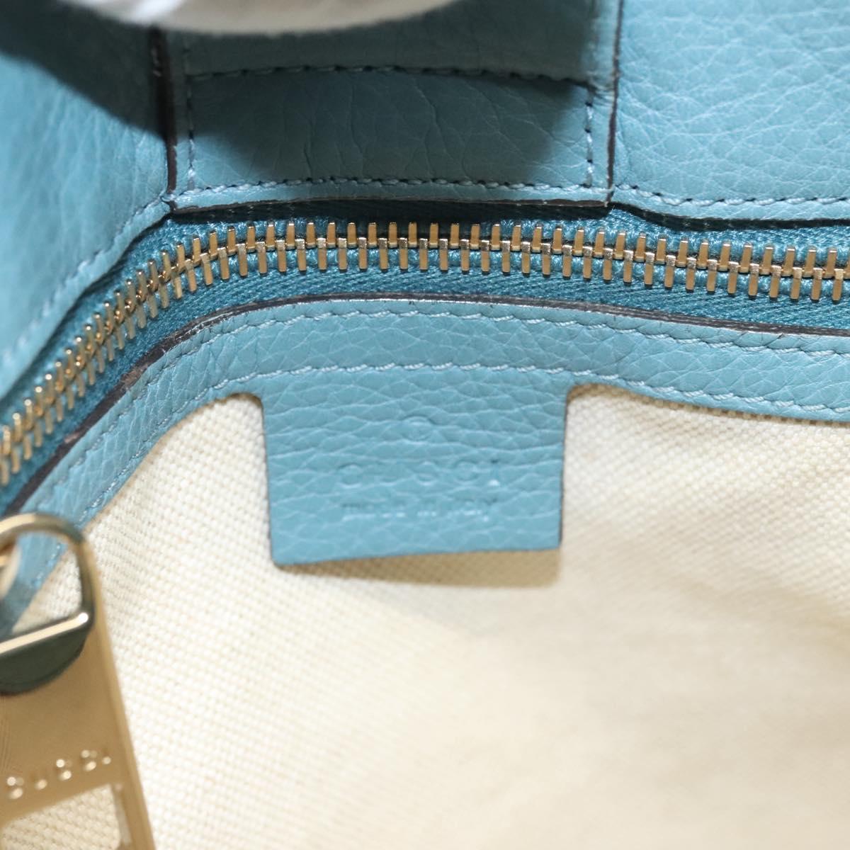 GUCCI Bamboo Hand Bag Leather 2way Blue Silver 336032 Auth 121645