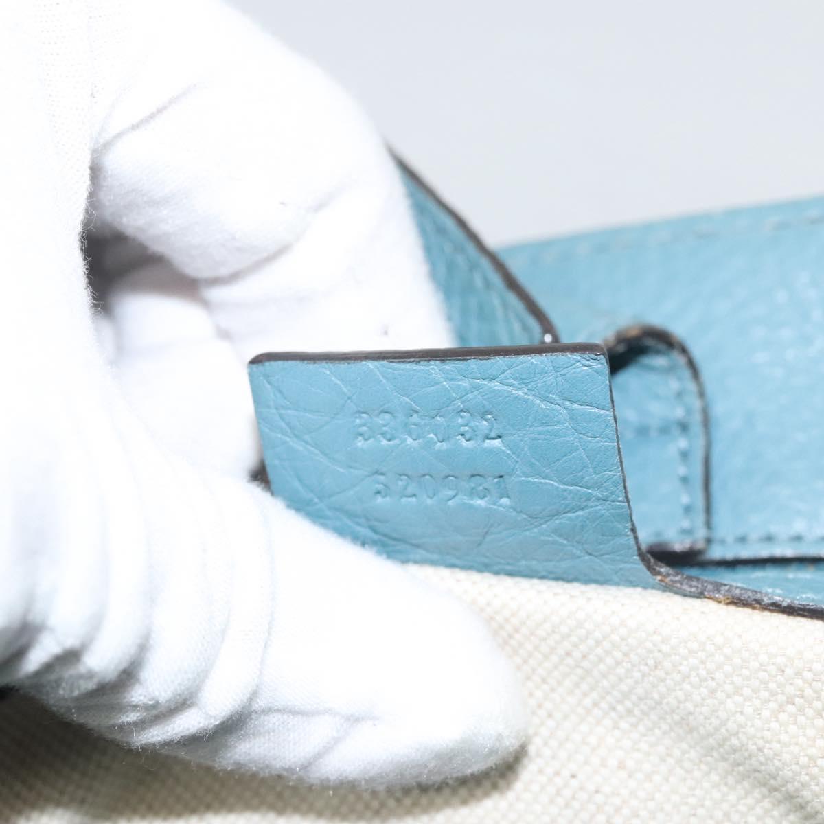 GUCCI Bamboo Hand Bag Leather 2way Blue Silver 336032 Auth 121645