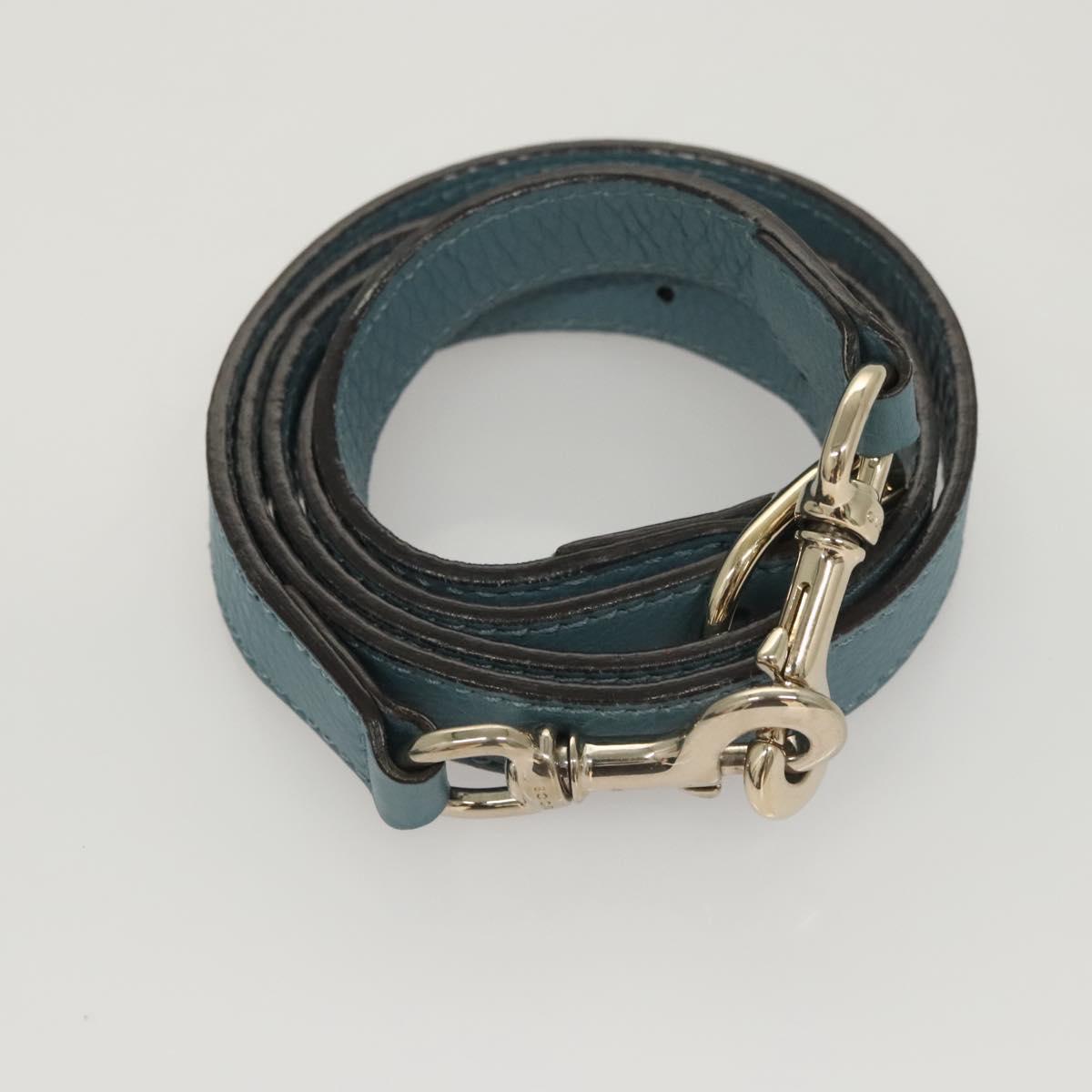 GUCCI Bamboo Hand Bag Leather 2way Blue Silver 336032 Auth 121645