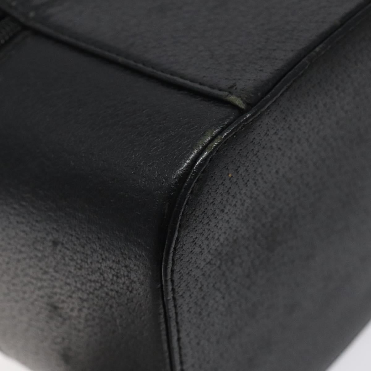 GUCCI Vanity Pouch Leather Black Silver Auth 121646