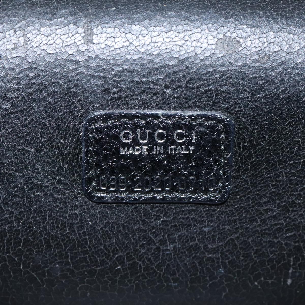 GUCCI Vanity Pouch Leather Black Silver Auth 121646