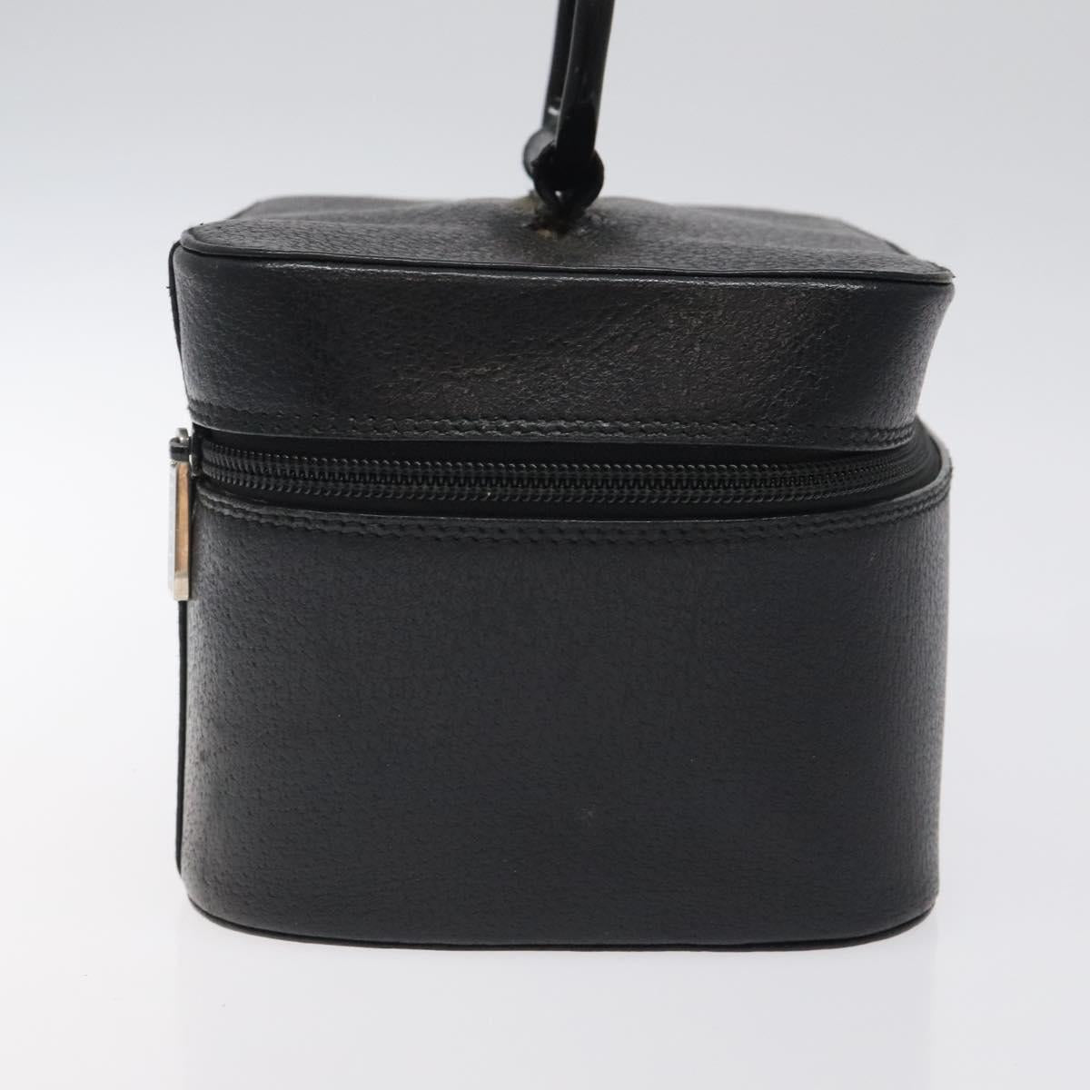GUCCI Vanity Pouch Leather Black Silver Auth 121646