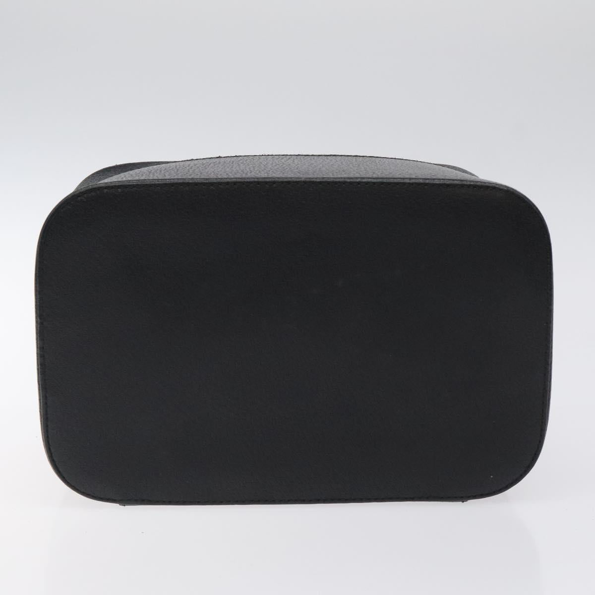 GUCCI Vanity Pouch Leather Black Silver Auth 121646