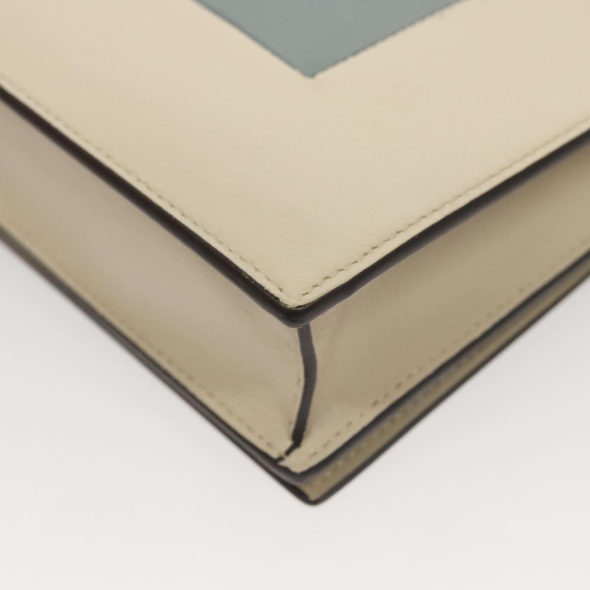 CELINE Chain Shoulder Bag Leather Gray Gold Auth 121648