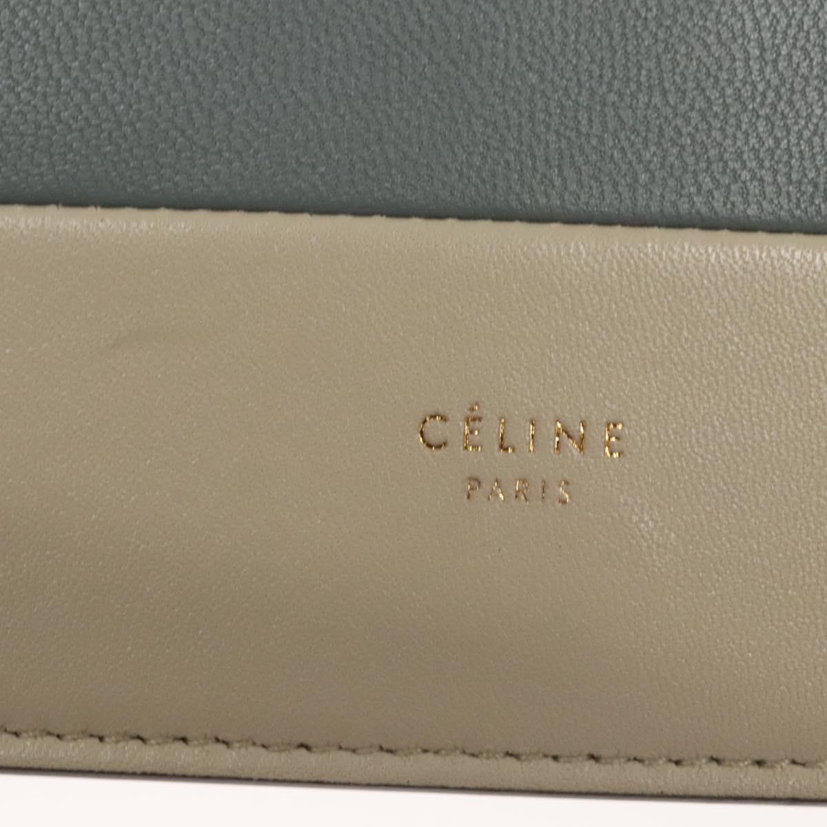 CELINE Chain Shoulder Bag Leather Gray Gold Auth 121648
