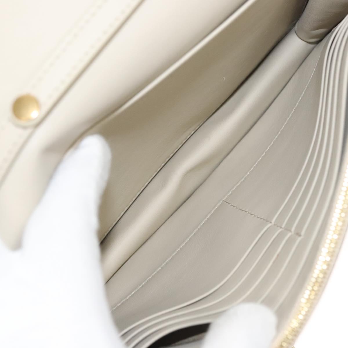 CELINE Chain Shoulder Bag Leather Gray Gold Auth 121648