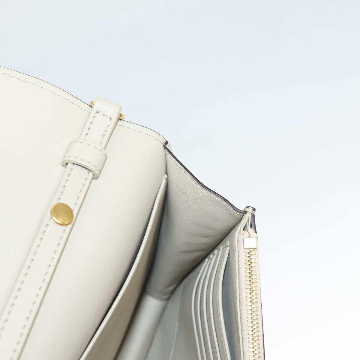 CELINE Chain Shoulder Bag Leather Gray Gold Auth 121648