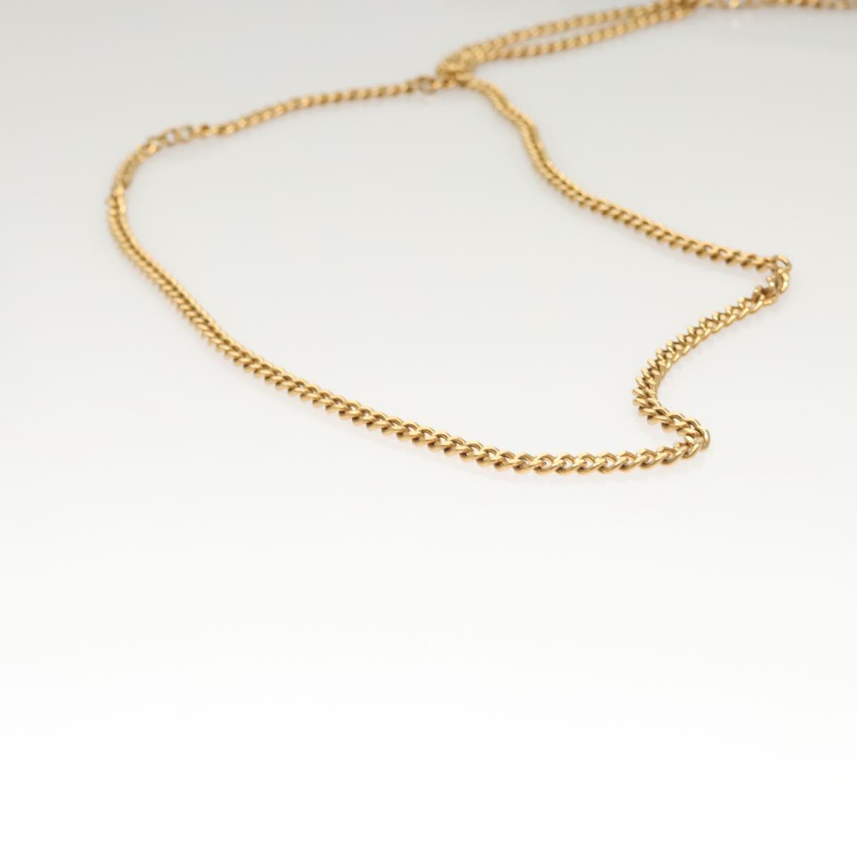 CELINE Chain Shoulder Bag Leather Gray Gold Auth 121648