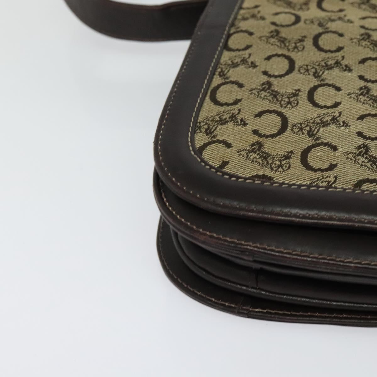 CELINE C Sulky Shoulder Bag Canvas Brown Gold Auth 121649