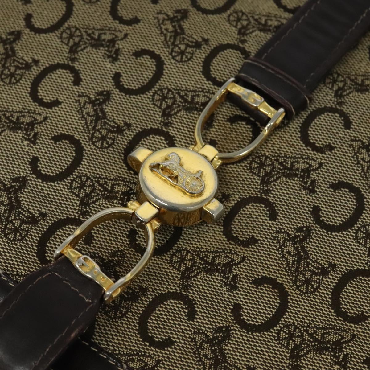 CELINE C Sulky Shoulder Bag Canvas Brown Gold Auth 121649