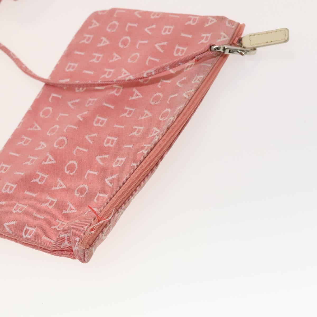 BVLGARI Logo Mania Tote Bag Canvas Pink Silver Auth 121657