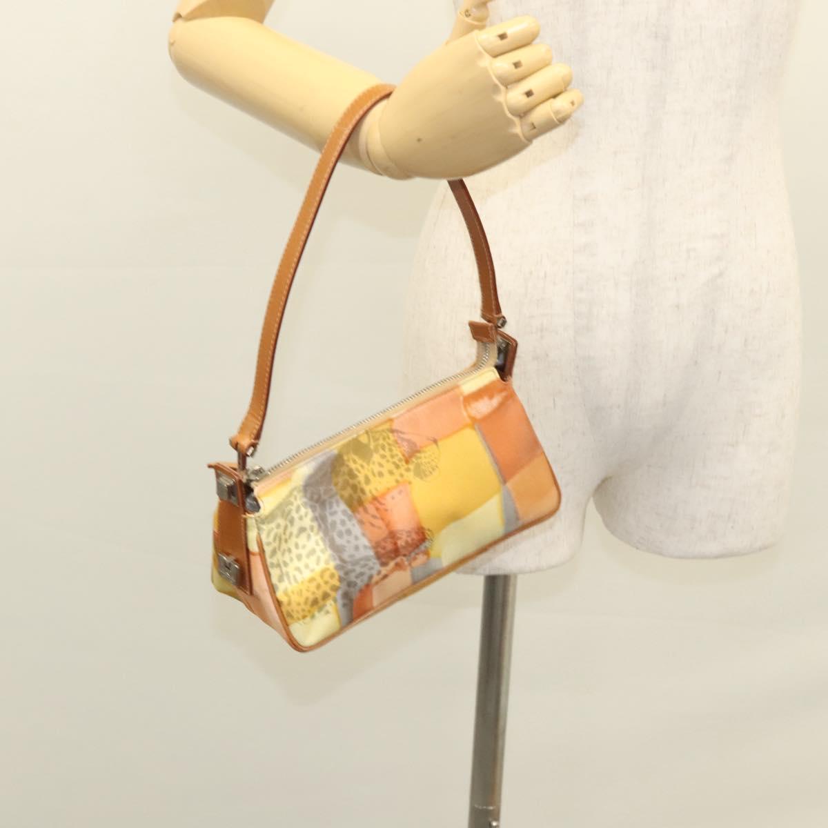 Salvatore Ferragamo Accessory Pouch Nylon Yellow Silver Auth 121659