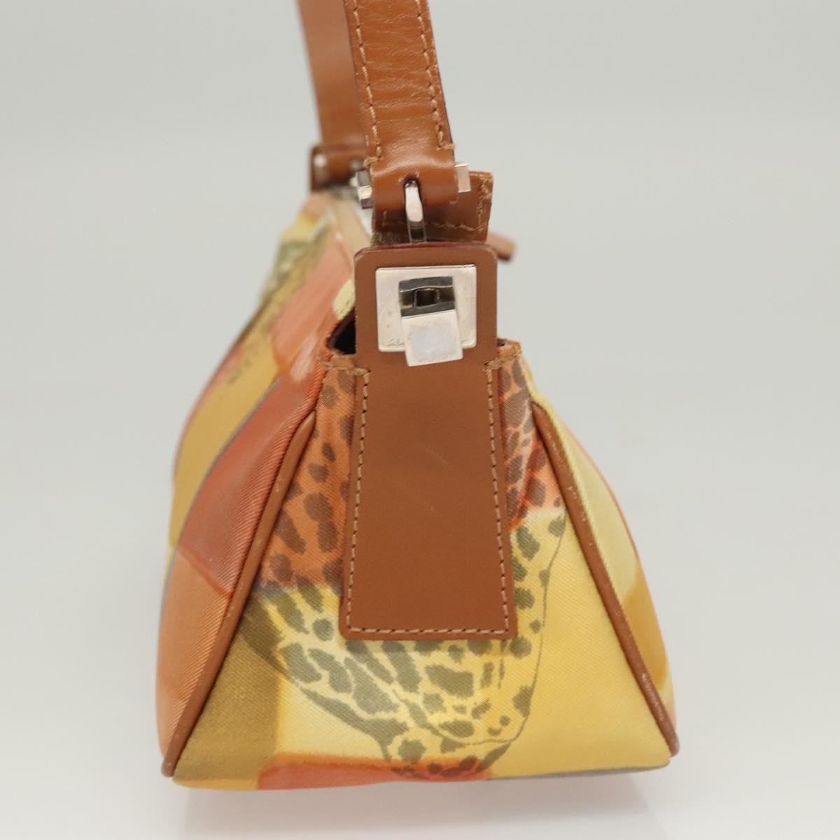 Salvatore Ferragamo Accessory Pouch Nylon Yellow Silver Auth 121659