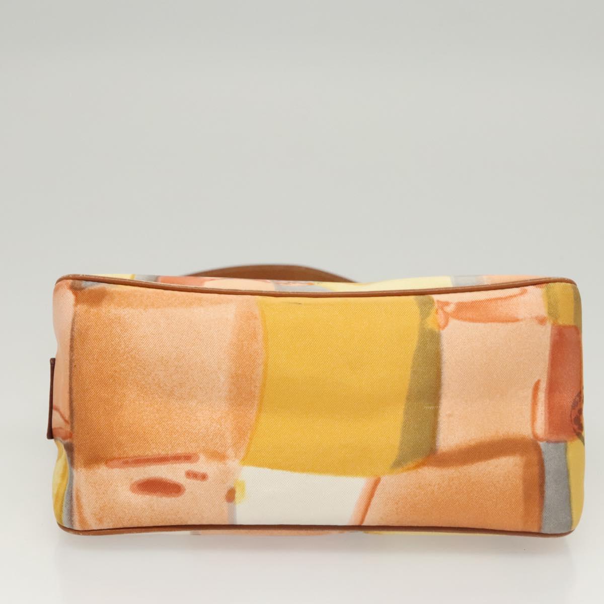 Salvatore Ferragamo Accessory Pouch Nylon Yellow Silver Auth 121659