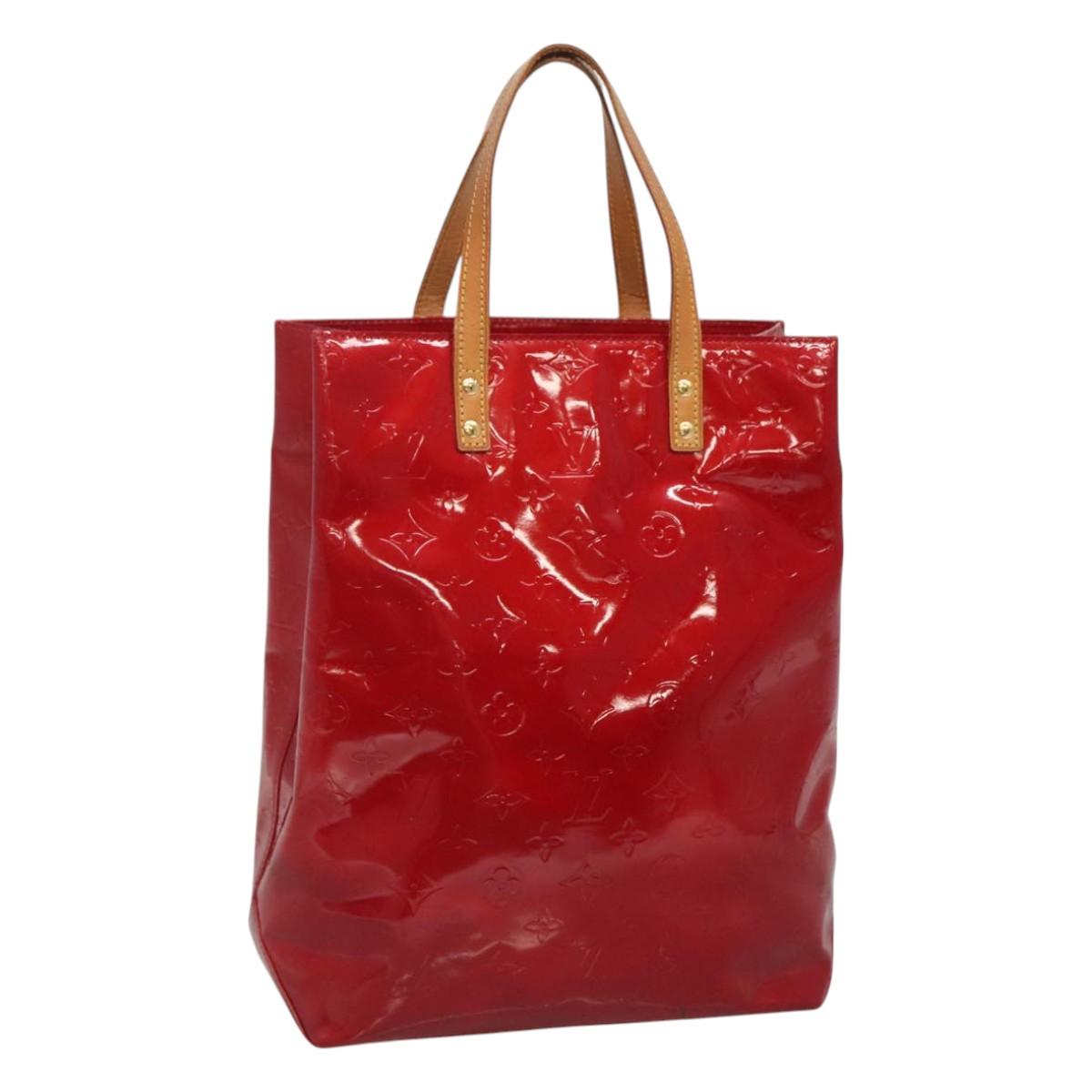 LOUIS VUITTON Monogram Vernis Reade MM Hand Bag Red Rouge M91086 LV Auth 121668