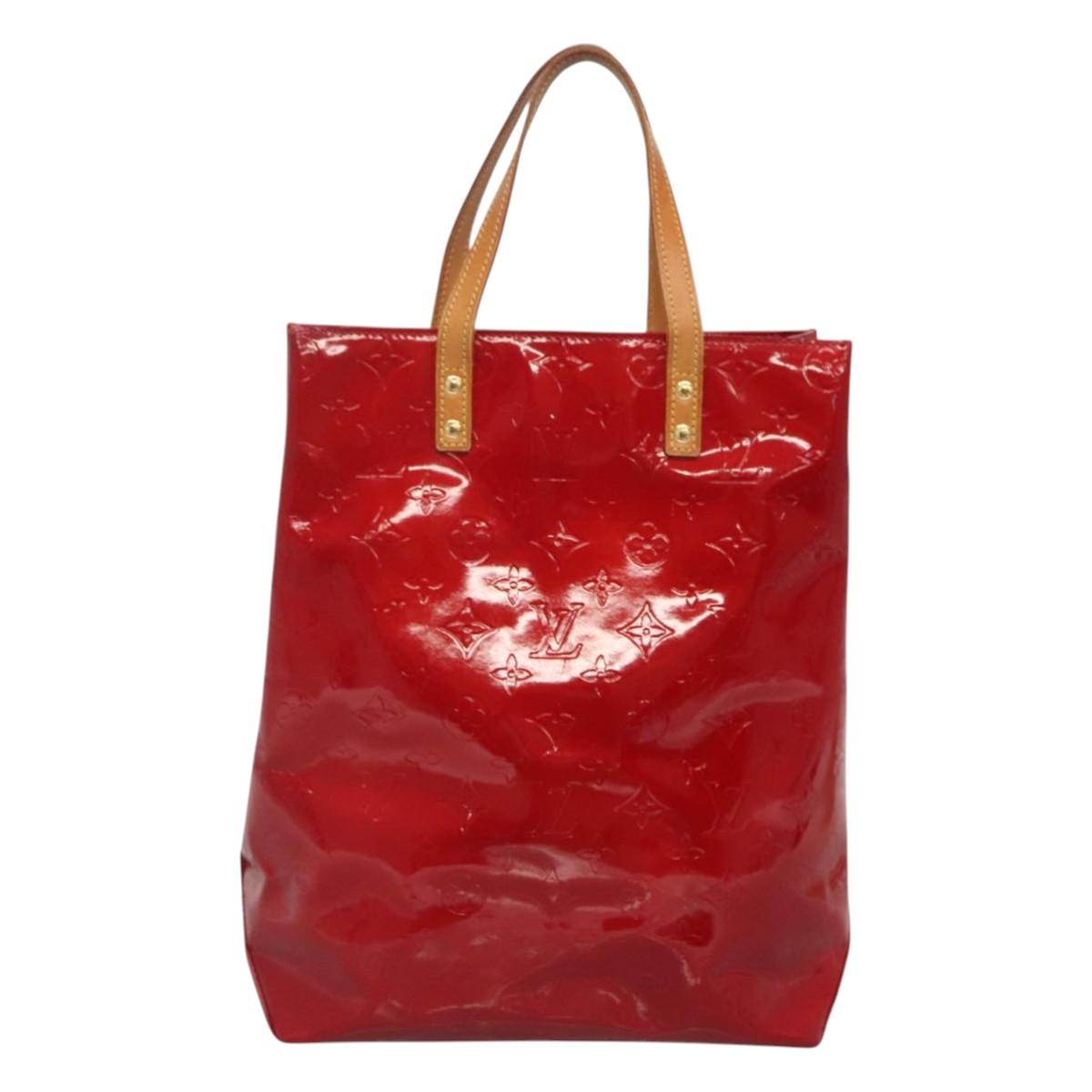 LOUIS VUITTON Monogram Vernis Reade MM Hand Bag Red Rouge M91086 LV Auth 121668
