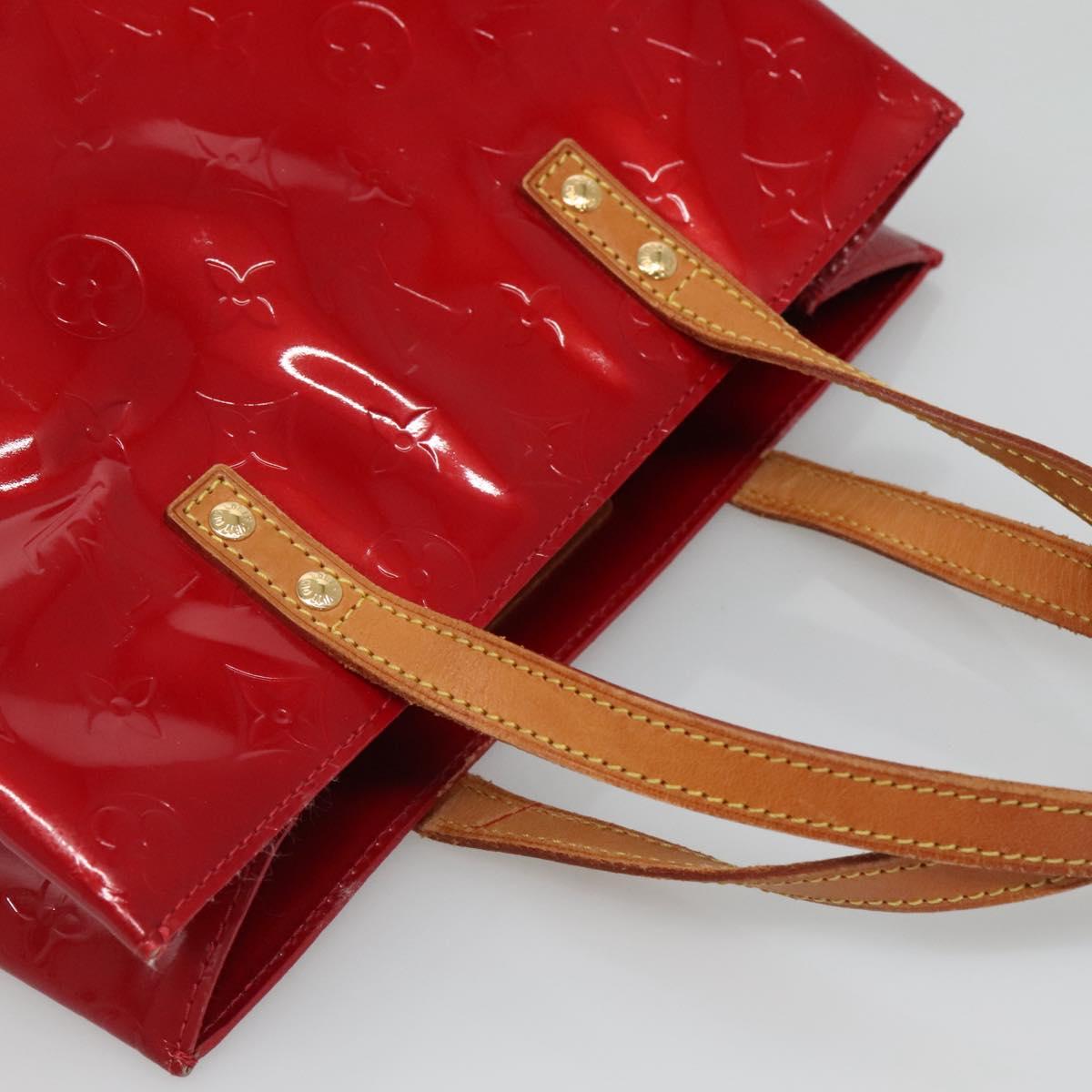 LOUIS VUITTON Monogram Vernis Reade MM Hand Bag Red Rouge M91086 LV Auth 121668
