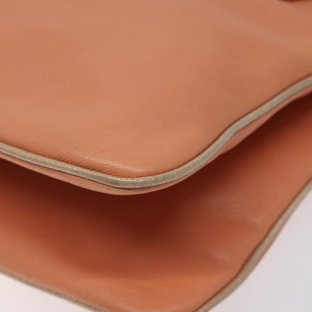 Salvatore Ferragamo Hand Bag Leather Orange Silver Auth 121670