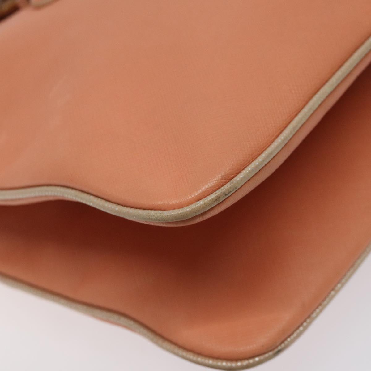 Salvatore Ferragamo Hand Bag Leather Orange Silver Auth 121670