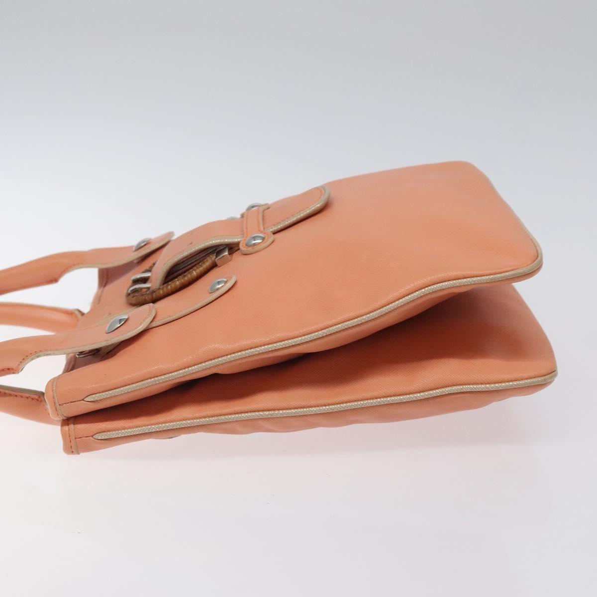 Salvatore Ferragamo Hand Bag Leather Orange Silver Auth 121670