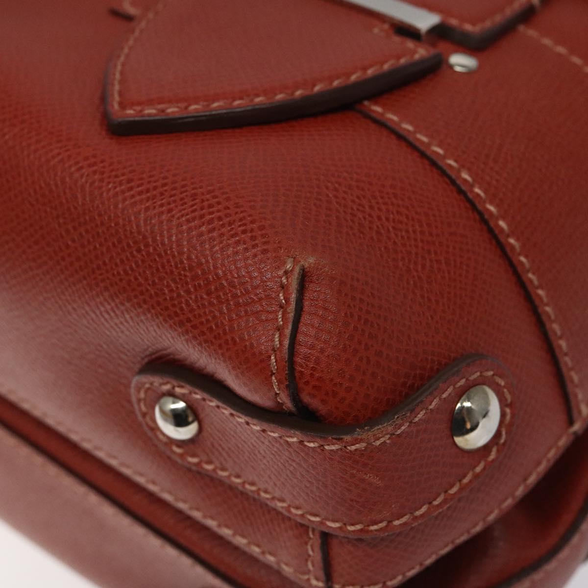 Salvatore Ferragamo Gancini Shoulder Bag Leather Orange Silver Auth 121671