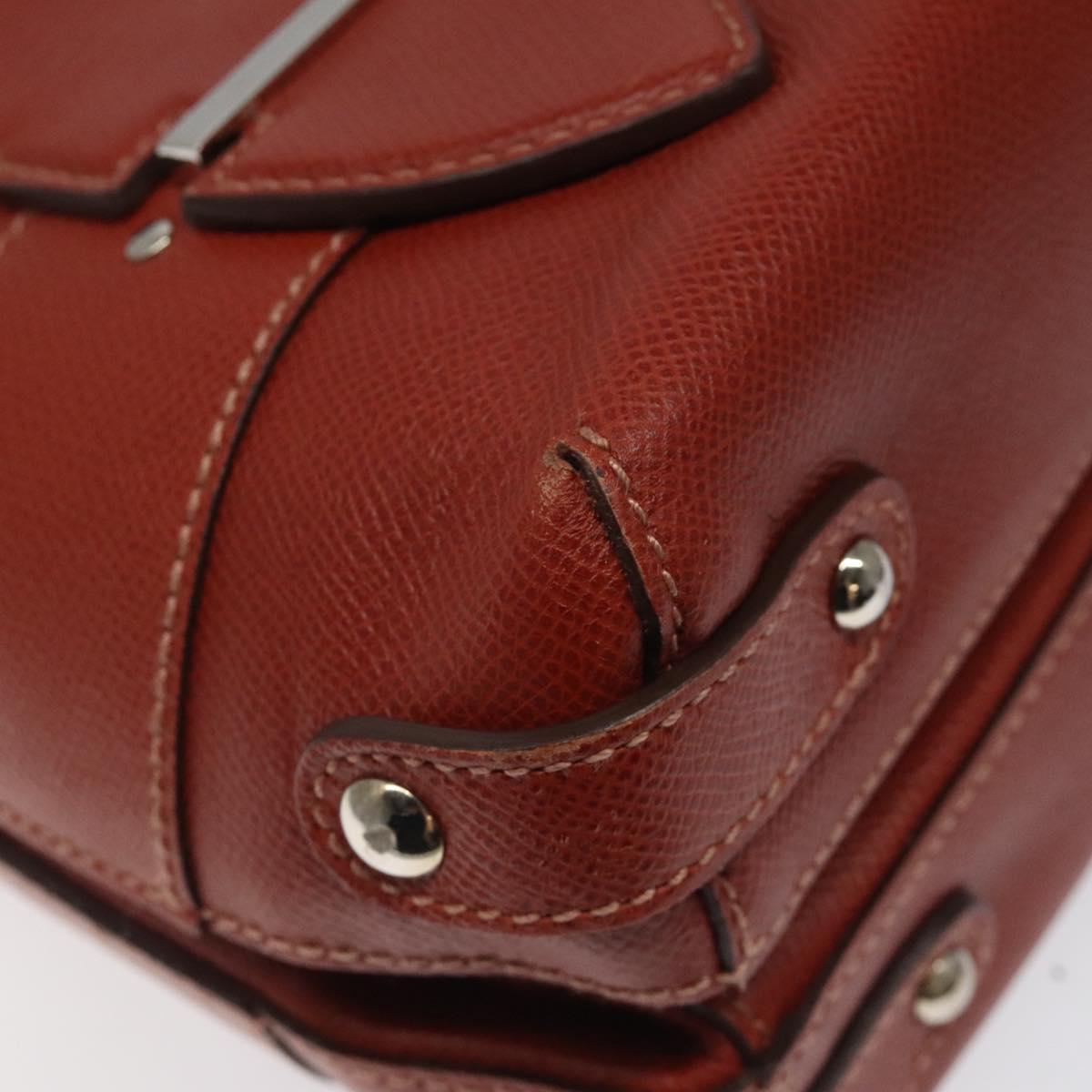 Salvatore Ferragamo Gancini Shoulder Bag Leather Orange Silver Auth 121671