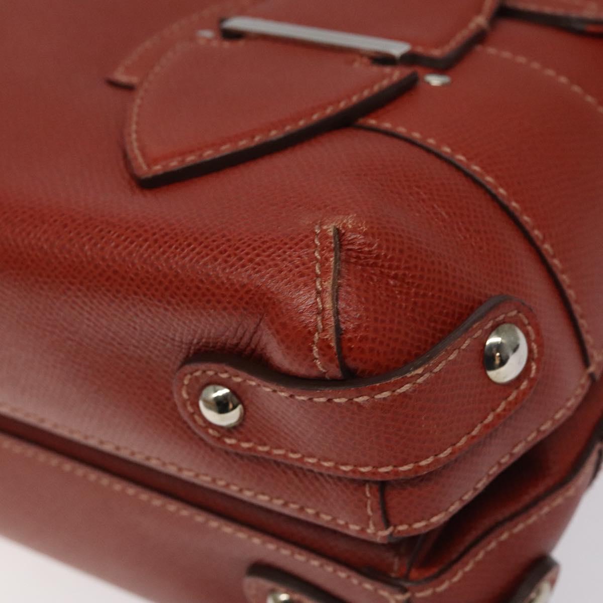 Salvatore Ferragamo Gancini Shoulder Bag Leather Orange Silver Auth 121671