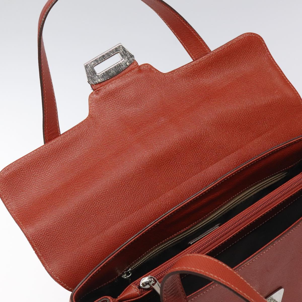 Salvatore Ferragamo Gancini Shoulder Bag Leather Orange Silver Auth 121671