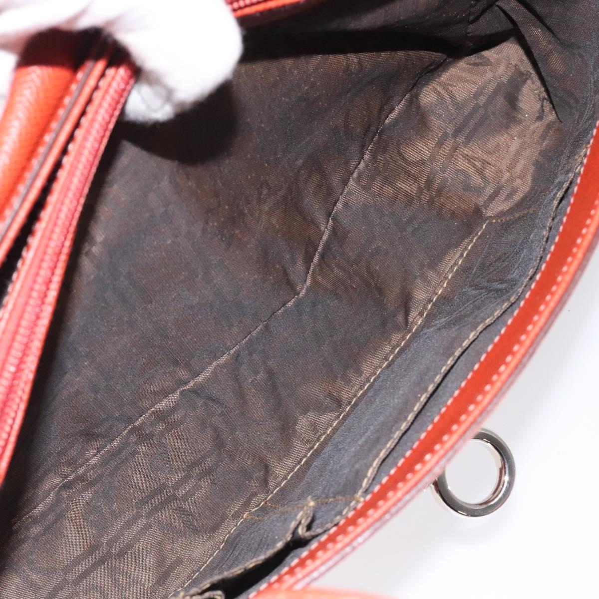 Salvatore Ferragamo Gancini Shoulder Bag Leather Orange Silver Auth 121671