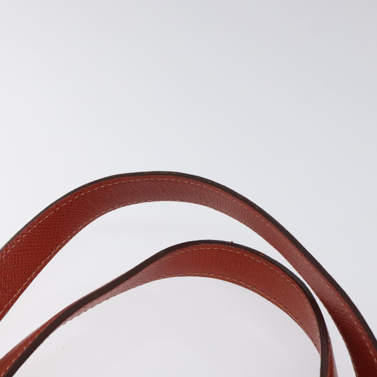 Salvatore Ferragamo Gancini Shoulder Bag Leather Orange Silver Auth 121671