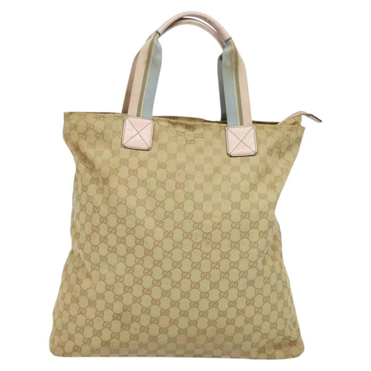 GUCCI GG Canvas Tote Bag Beige Gold 131233 Auth 121682