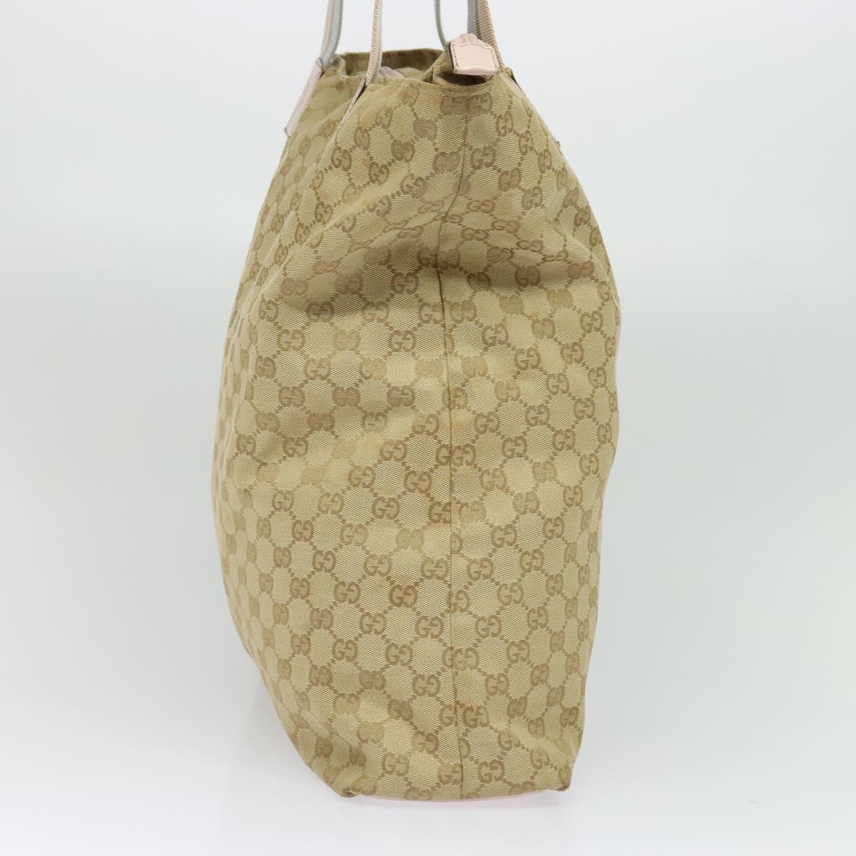 GUCCI GG Canvas Tote Bag Beige Gold 131233 Auth 121682
