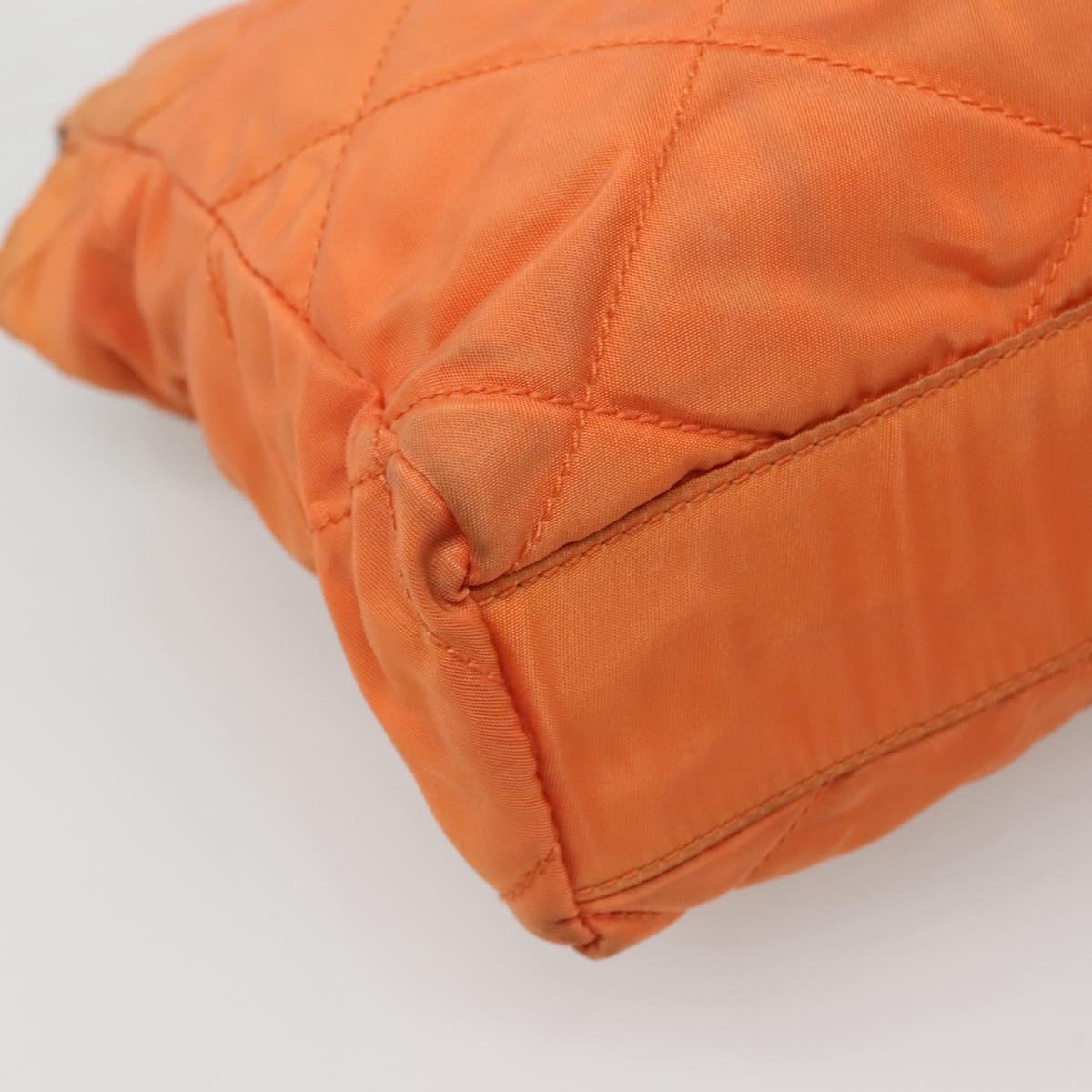 PRADA Chain Shoulder Bag Nylon Orange Gold Auth 121685