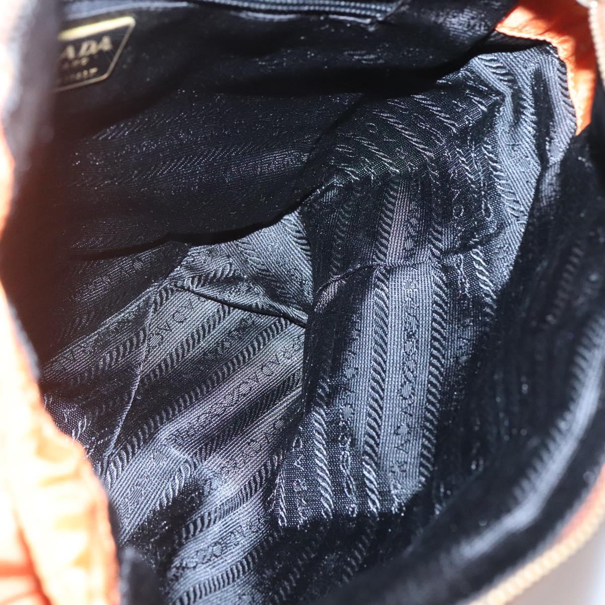 PRADA Chain Shoulder Bag Nylon Orange Gold Auth 121685