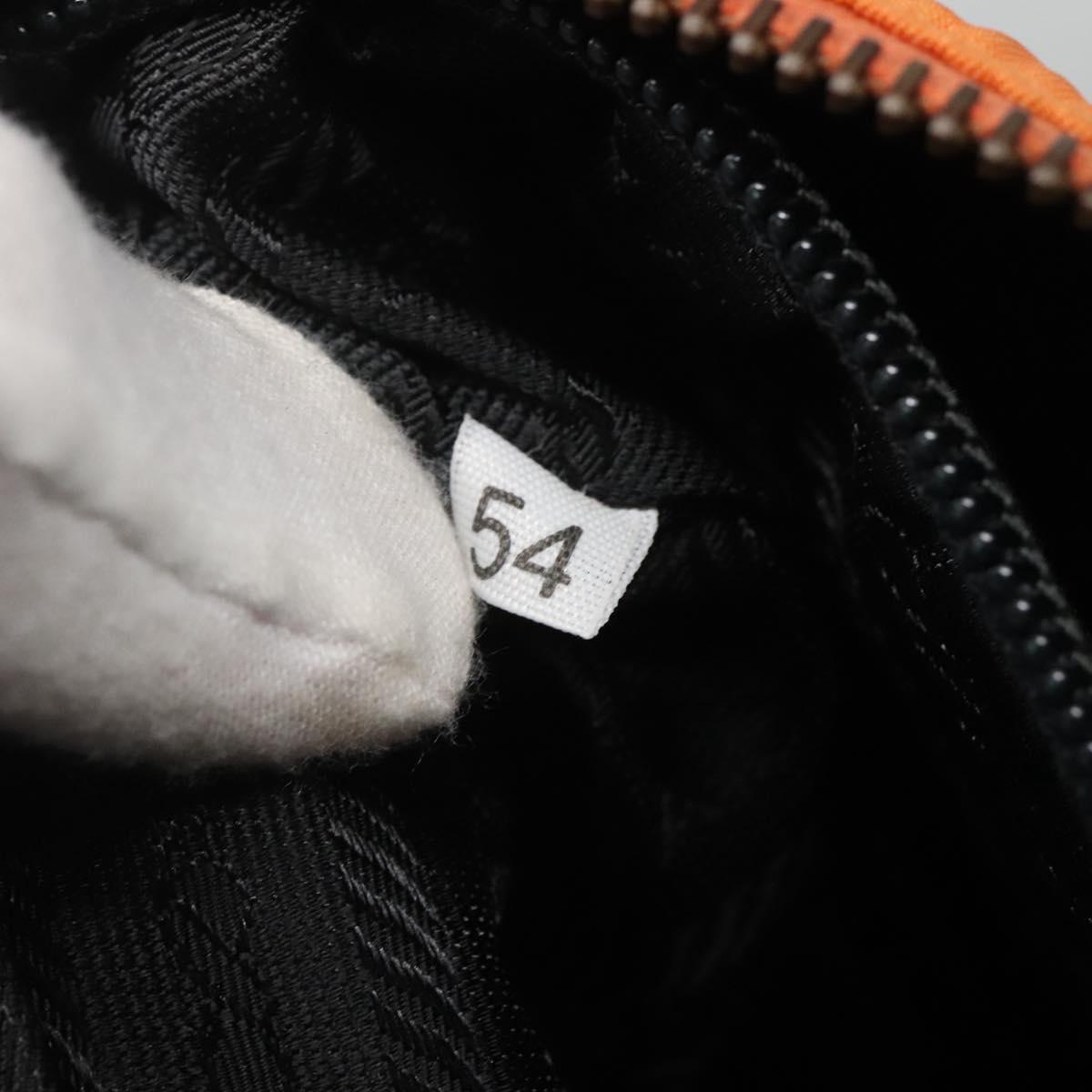 PRADA Chain Shoulder Bag Nylon Orange Gold Auth 121685