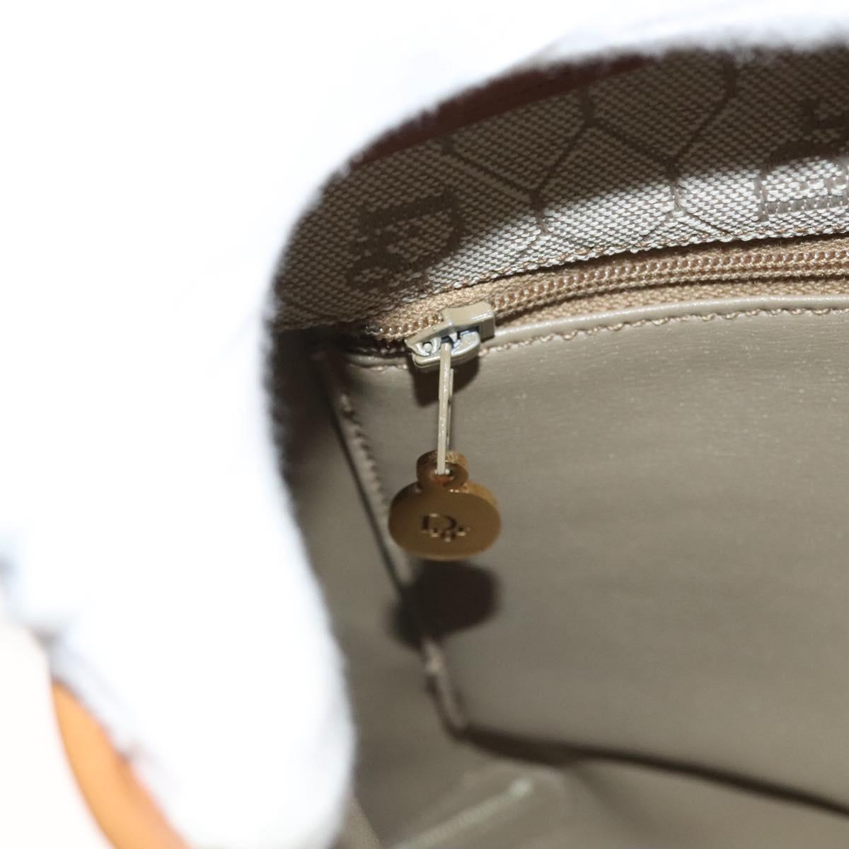 Christian Dior Honeycomb Canvas Shoulder Bag Beige Gold Auth 121690