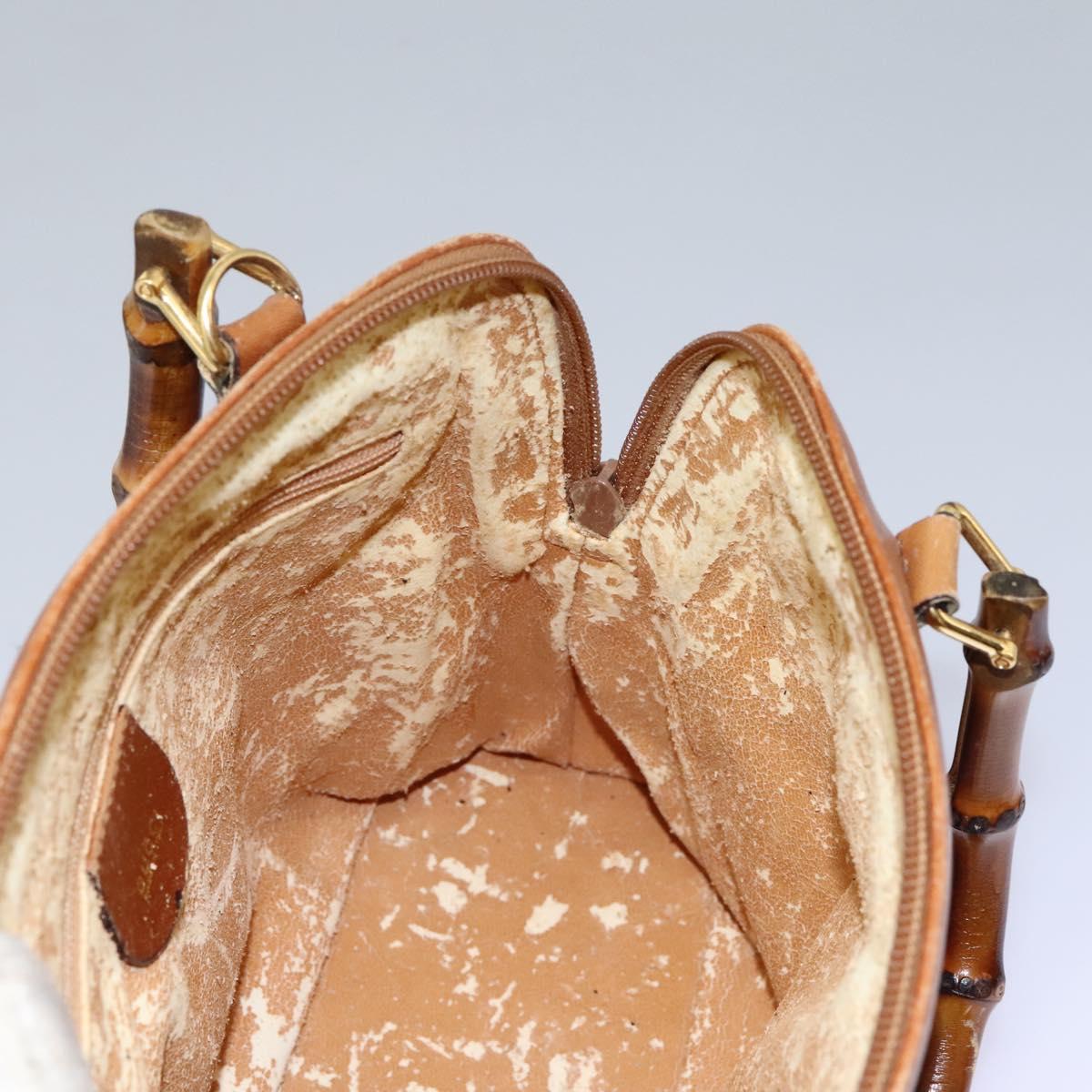 GUCCI Bamboo Hand Bag Leather 2way Brown Gold 000 2865 0290 Auth 121698
