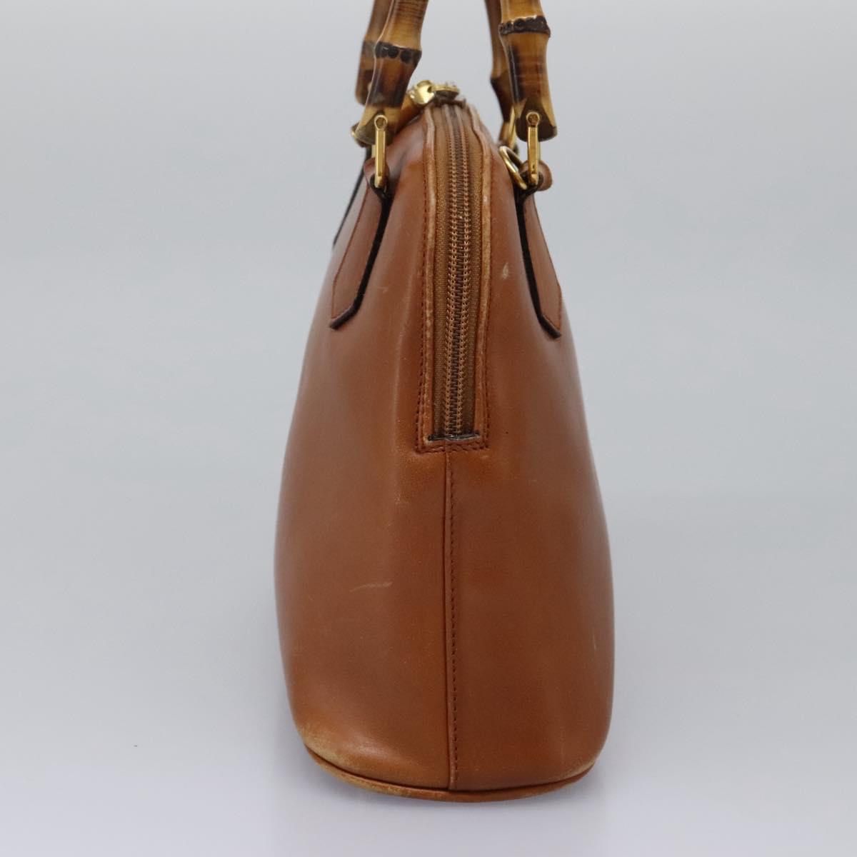 GUCCI Bamboo Hand Bag Leather 2way Brown Gold 000 2865 0290 Auth 121698