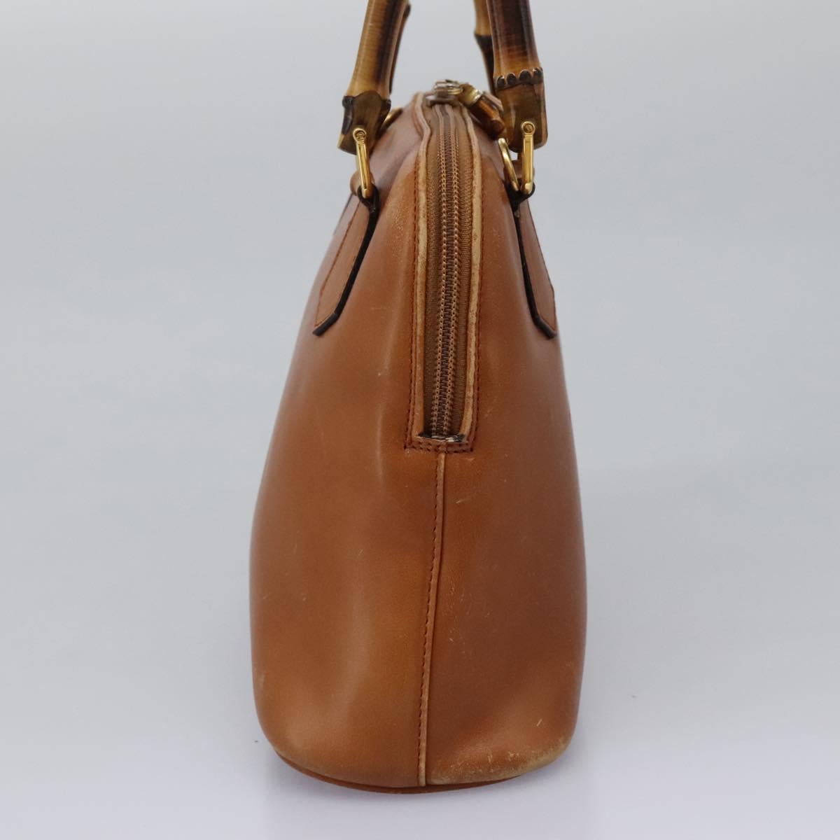 GUCCI Bamboo Hand Bag Leather 2way Brown Gold 000 2865 0290 Auth 121698